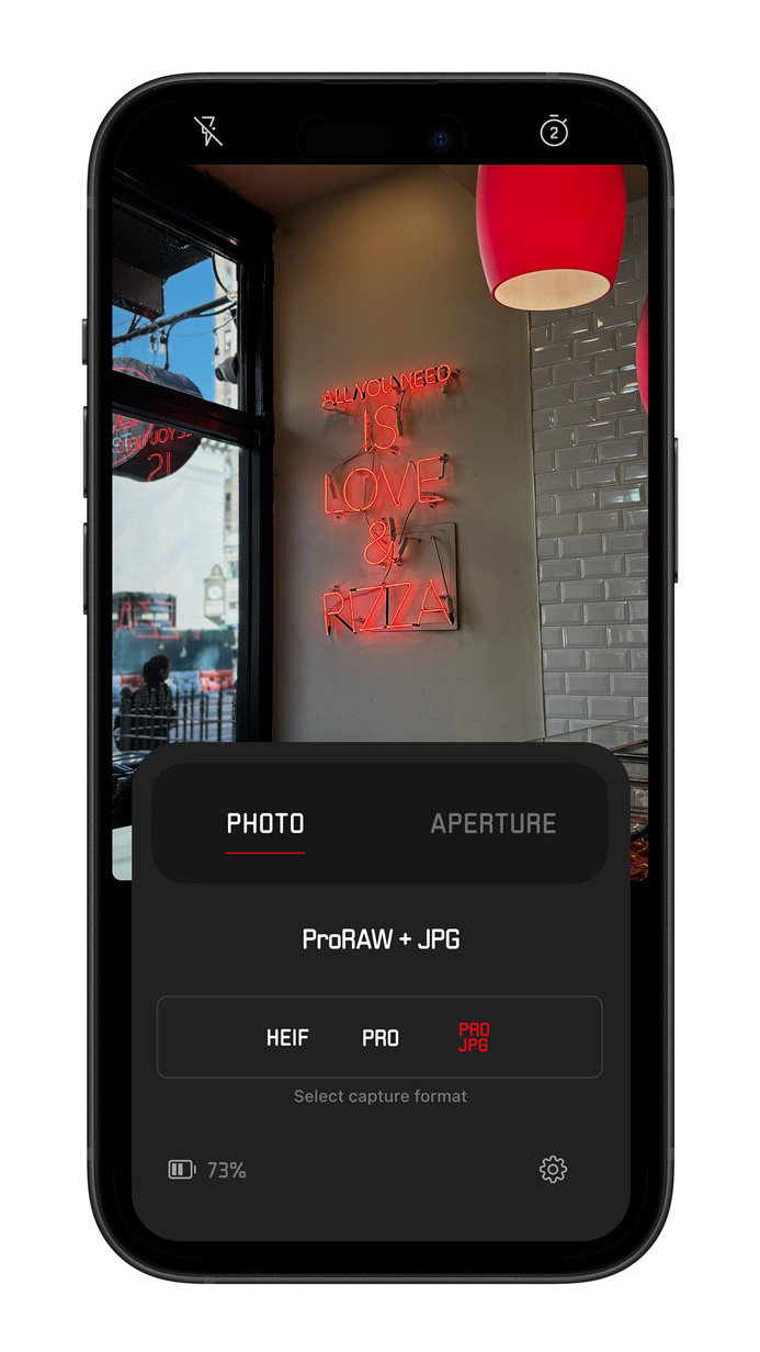 Screenshot of Leica app on smartphone